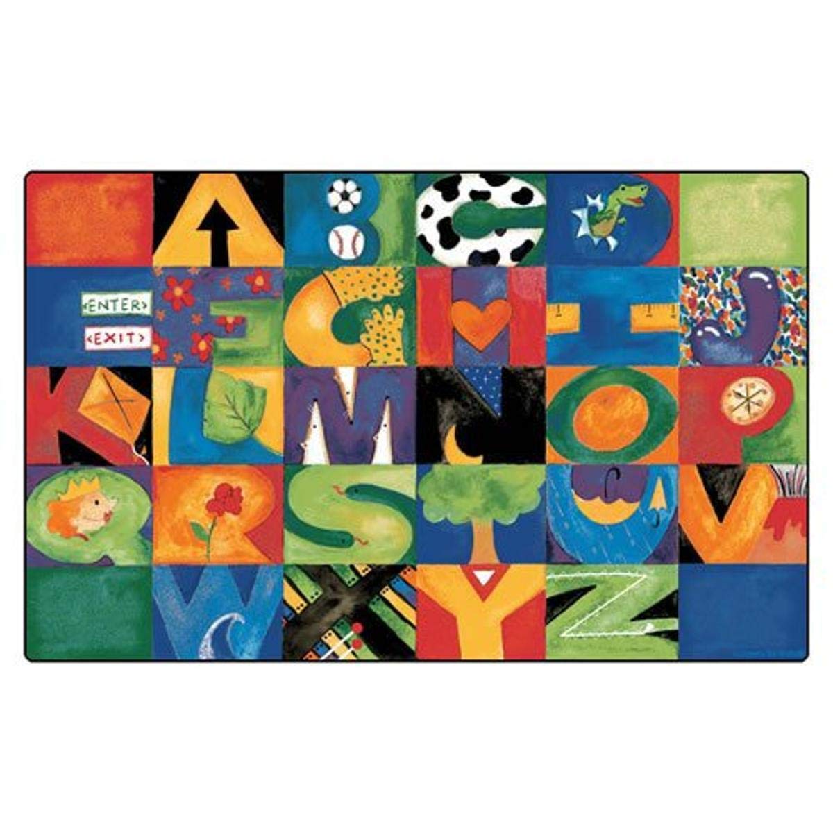 Carpets For Kids 9712 Printed Hide N'Seek Literacy Classroom Seating Kids Room Rug 7Ft 6In X 12Ft Rectangle Multi Color