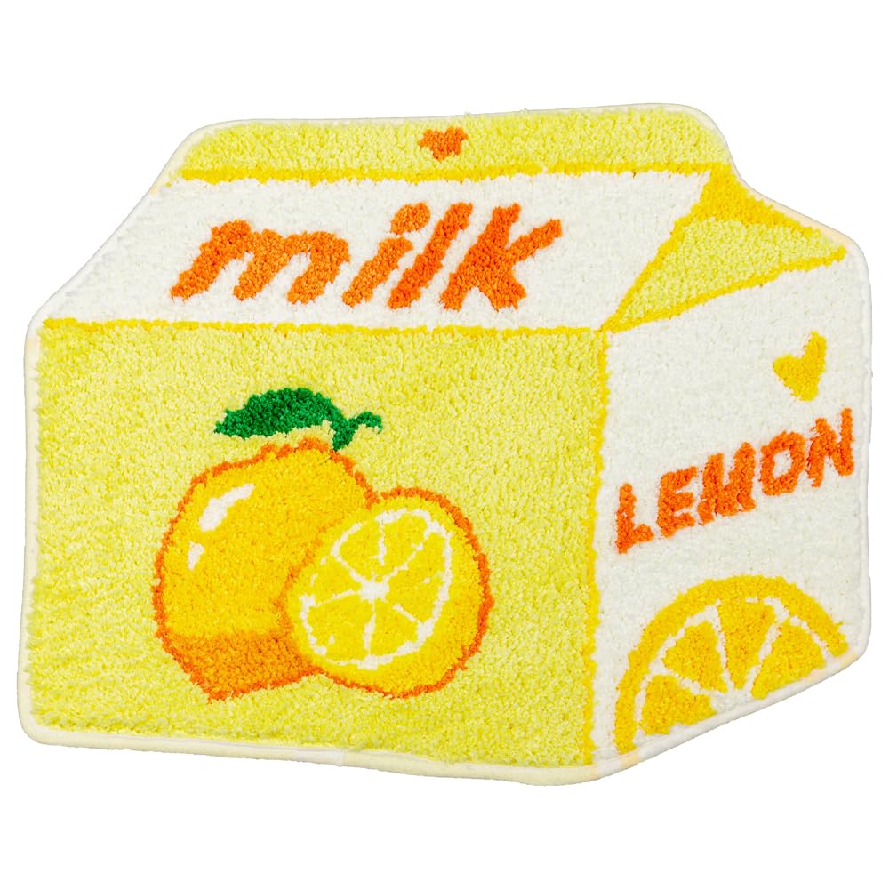 Lemon Fruit Bath Mat for Bathroom Rugs Cute Yellow Absorbent Non Slip Fruit Lemon Bath Rug Milk Cartoon Shaped Fun Plush Microfi