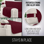 Sofa Shield Patented Couch Slip Cover, Large Cushion Protector, Reversible Stain And Dog Tear Resistant Slipcover, Quilted Microfiber 70” Seat, Washable Covers For Dogs Pets Kids, Burgundy Tan