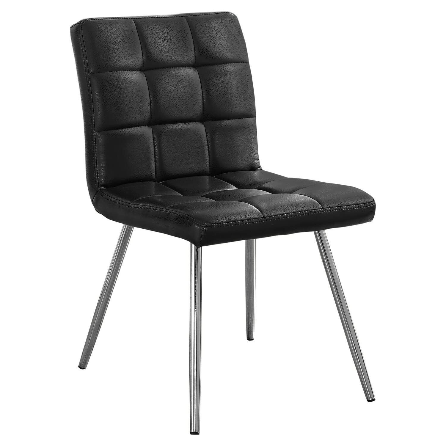 Black Leather-Look Chrome Metal Dining Chair I 1073 [Set Of 2]