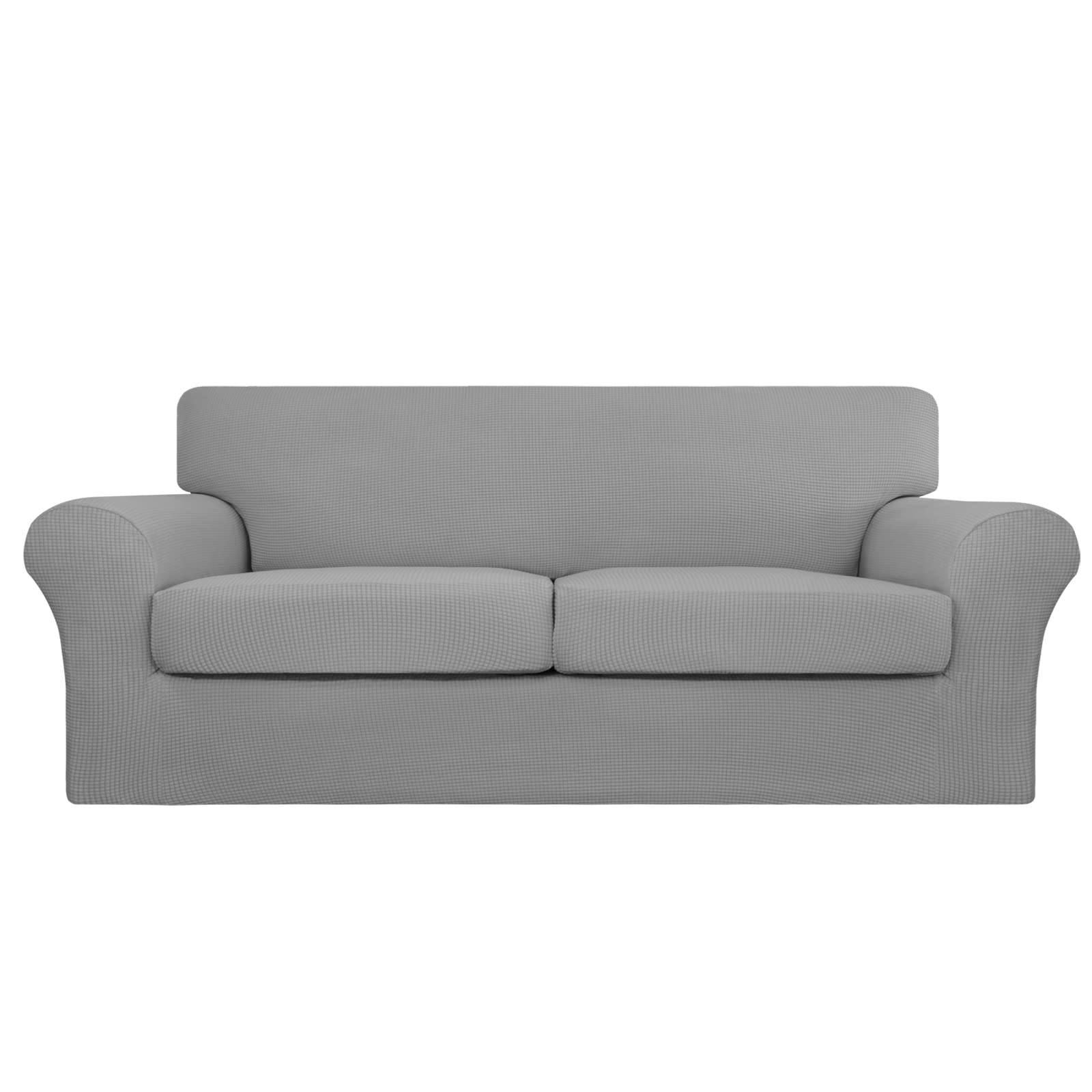 Easy-Going 3 Pieces Stretch Oversized Loveseat Couch Cover For 2 Cushion Couch Sofa Cover For Dogs Washable Sofa Slipcover Elastic Furniture Protector For Pets (Light Gray, Oversized Loveseat)