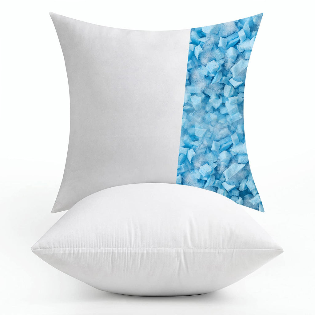 MIULEE Pack of 2 16x16 Pillow Inserts-Decorative Shredded Memory Foam Cooling Throw Pillows-Adjustable Premium Square Wedding Pi