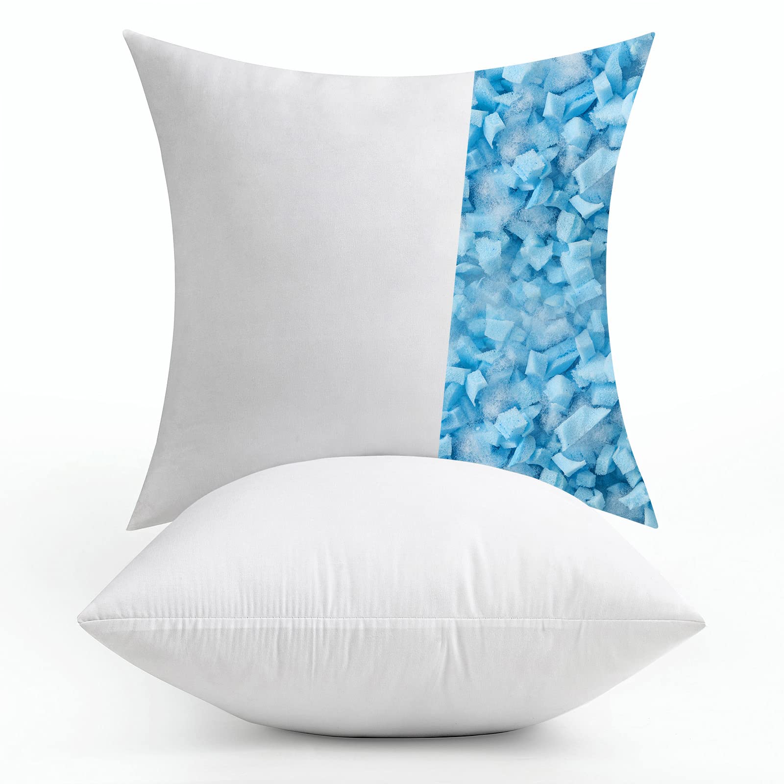 Miulee 18X18 Pillow Inserts Set Of 2-Decorative Shredded Memory Foam Cooling Throw Pillows-Adjustable Premium Square Wedding Pil