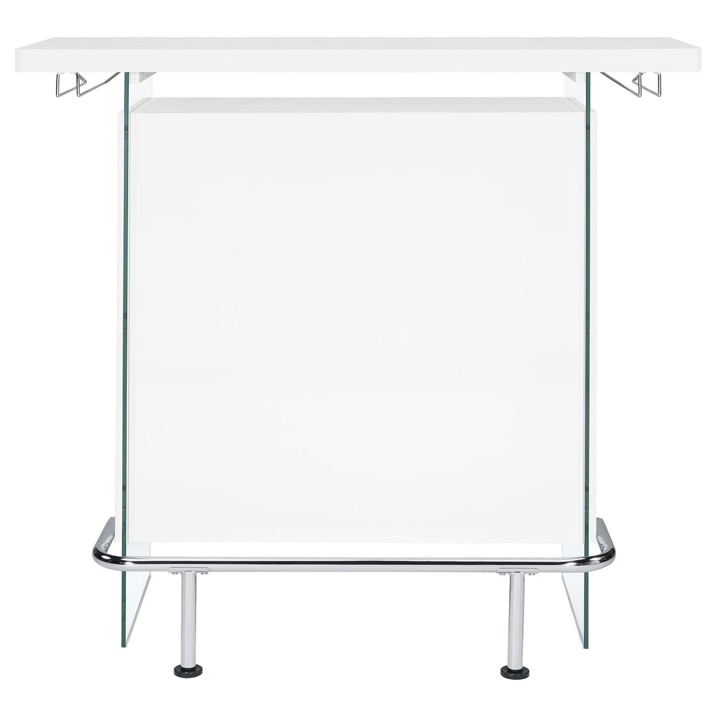 Coaster Home Furnishings Acosta Rectangular Bar Unit with Footrest and Glass Side Panels, White