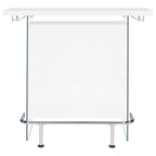 Coaster Home Furnishings Acosta Rectangular Bar Unit with Footrest and Glass Side Panels, White