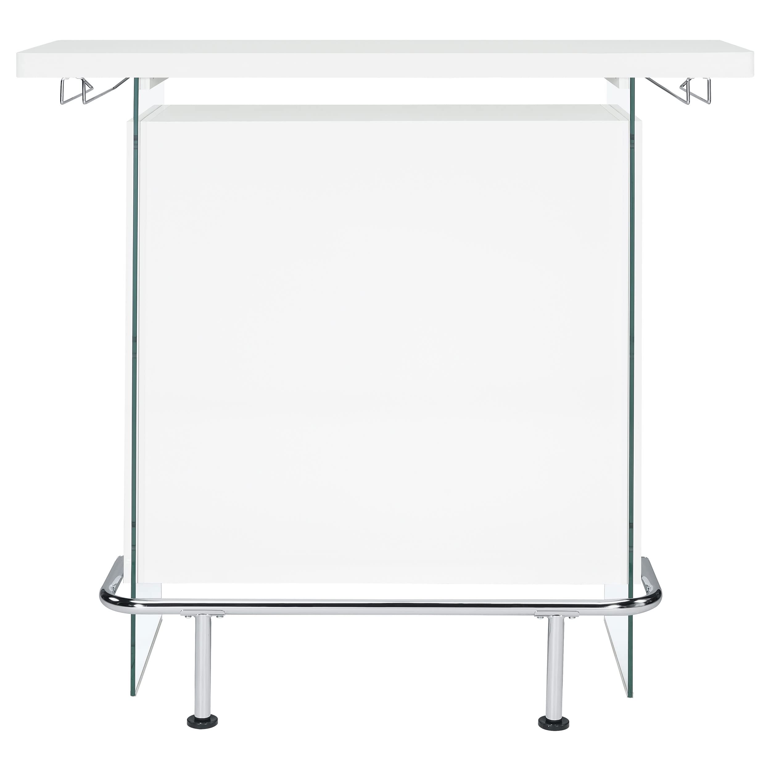 Coaster Home Furnishings Acosta Rectangular Bar Unit with Footrest and Glass Side Panels, White