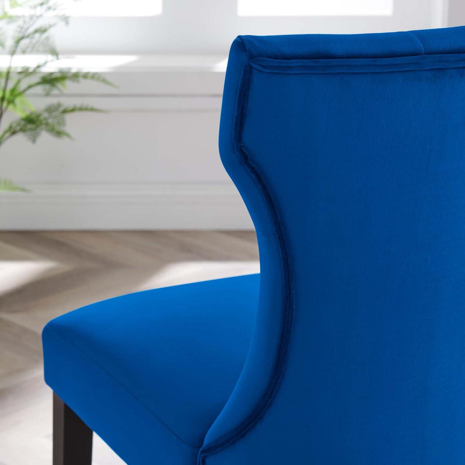 Modway Silhouette Velvet Set Of 2 Dining Chairs With Navy Finish Eei-5014-Nav