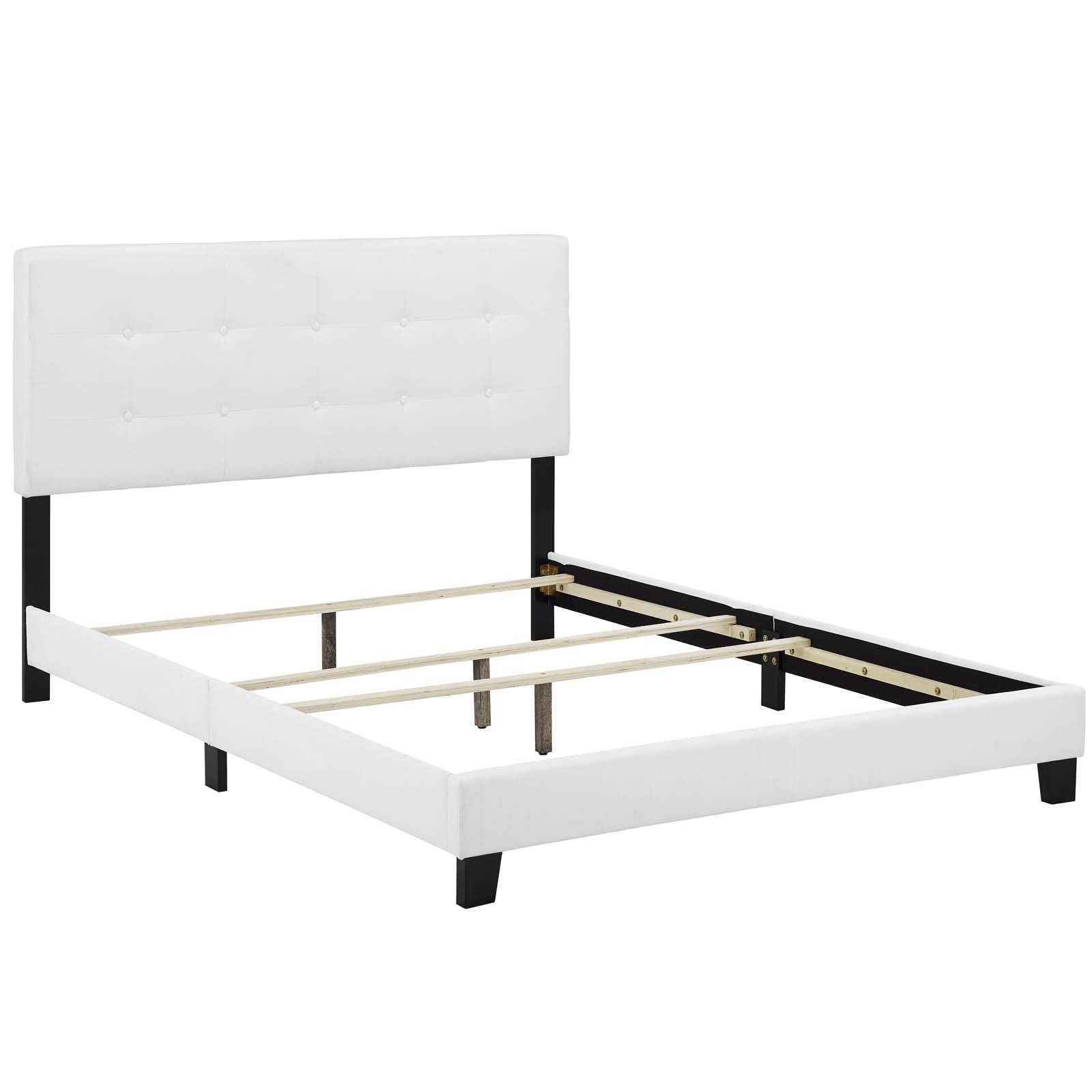 Modway Amira Tufted Fabric Upholstered King Bed Frame With Headboard In White