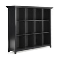 Simplihome Acadian Solid Wood 48 Inch X 57 Inch Transitional 12 Cube Storage In Black For The Living Room, Study Room And Office
