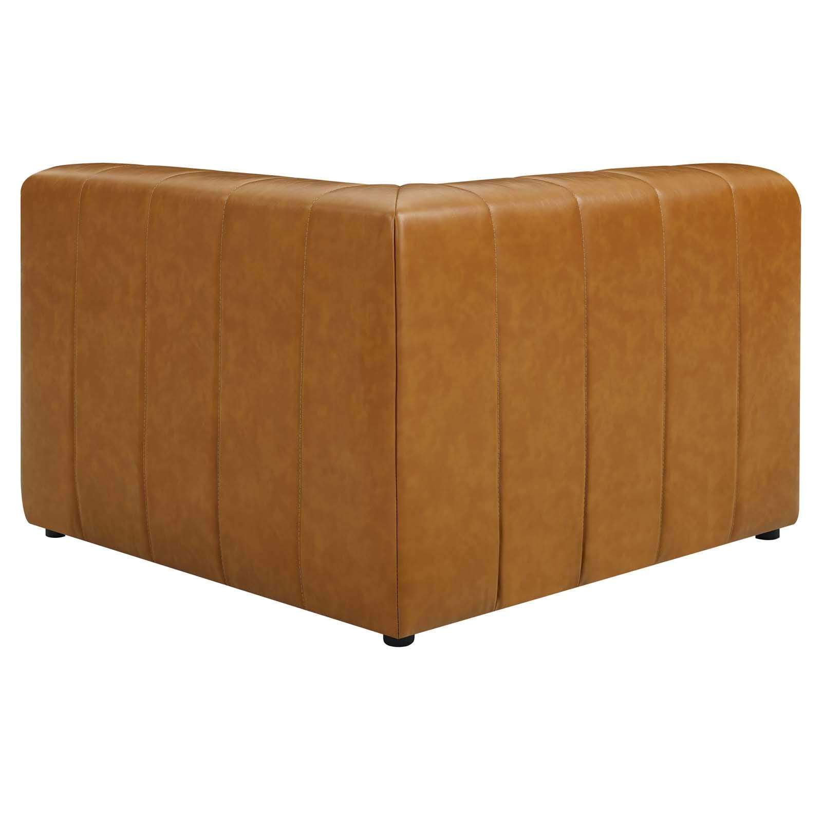 Modway Bartlett Channel Tufted Vegan Leather, Corner Chair, Tan