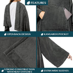 Pavilia Grey Fleece Wearable Blanket With Sleeves For Adults Women Men, Soft Warm Full Body Wrap Throw, Sweatshirt Pocket, Cozy