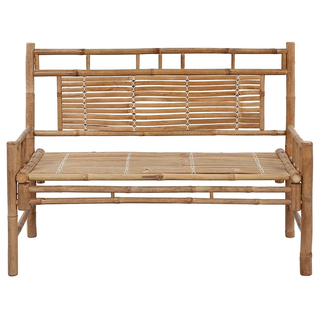 vidaXL Bamboo Patio Bench with Wine Red Cushion - Weather-Resistant Outdoor Garden Terrace Seating - 47.2"x21.7"x23.6"