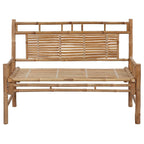 vidaXL Bamboo Patio Bench with Wine Red Cushion - Weather-Resistant Outdoor Garden Terrace Seating - 47.2"x21.7"x23.6"