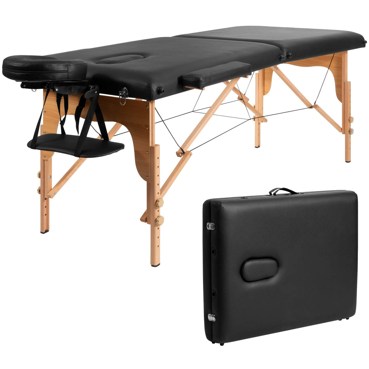 Giantex Folding Massage Table Lash Bed, 84' Professional Massage Bed 2 Fold with Facial Cradle & Carry Case Spa Facial Tattoo B
