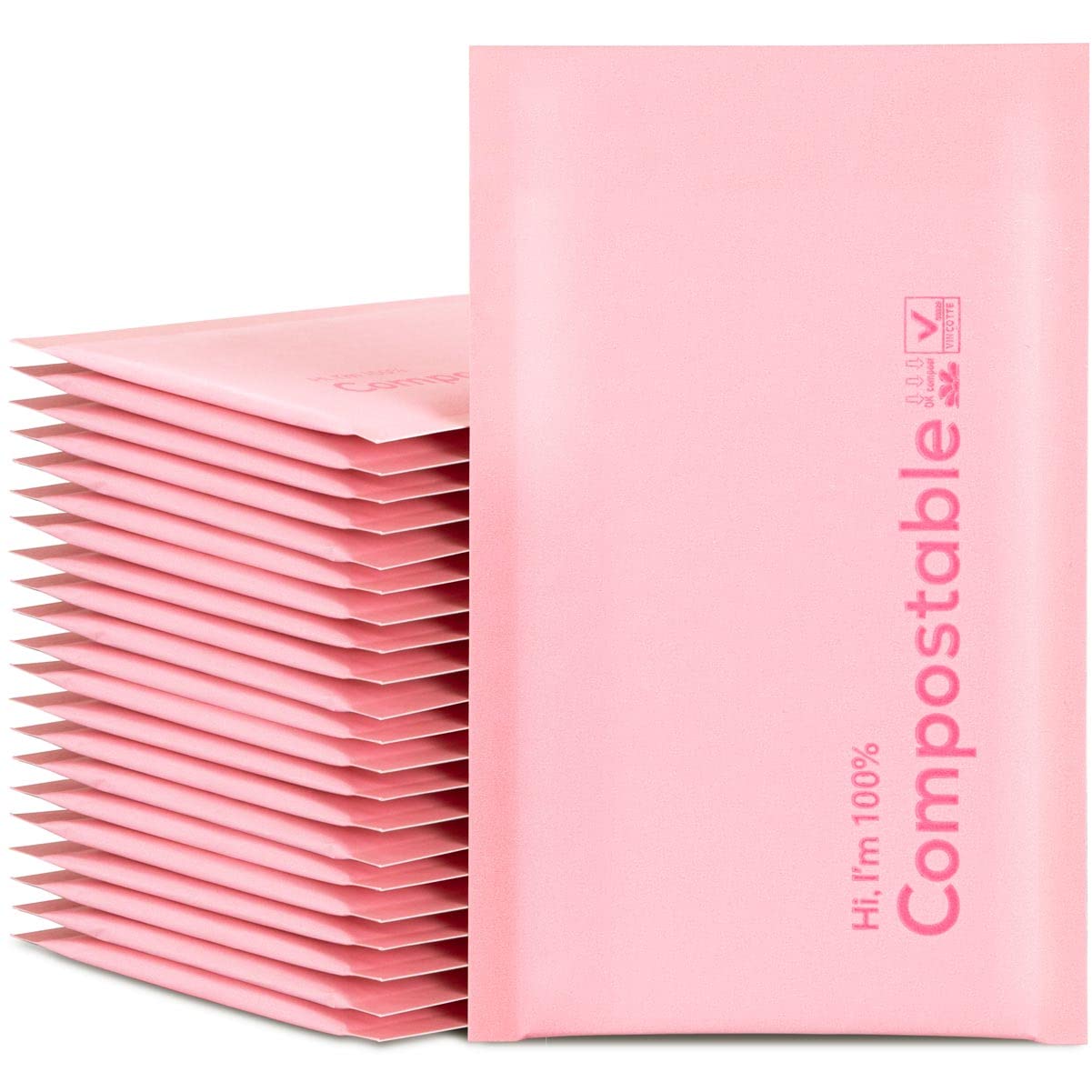 6X10 100% Biodegradable Bubble Mailers,25 Count Pink #0 Compostable Padded Packaging Wrap Envelopes Pouches Eco Friendly Self Se