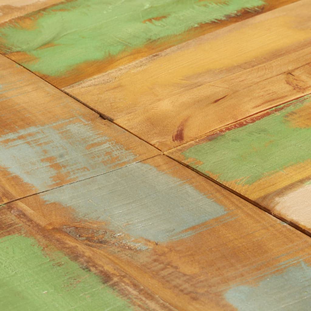 vidaXL Handcrafted Round Dining Table with Powder-Coated Steel Legs, Solid Reclaimed Wood Construction, 68.9-inch Diameter, Suitable for Large Gatherings