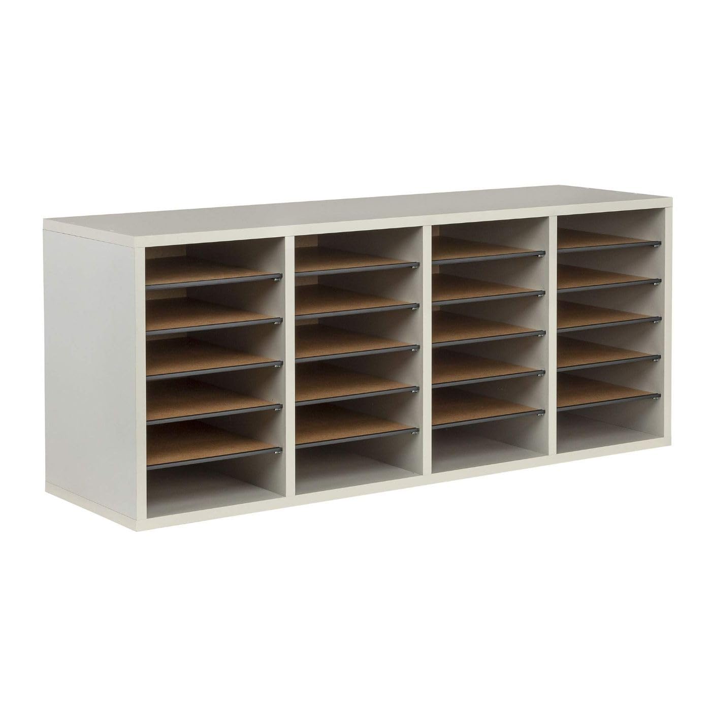 Safco Wooden Paper and Mail Organizer for Home Office and Classroom, Adjustable Shelves and Stackable, 32 Compartments with Draw