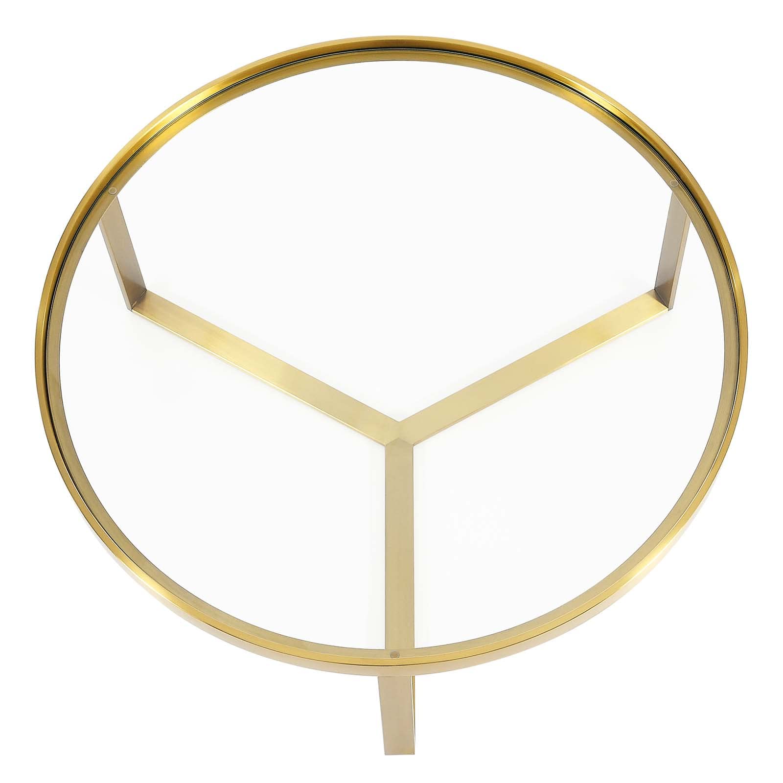 Modway Relay Glass And Metal Accent Side Table, Gold, 35.5 X 35.5 X 13.5