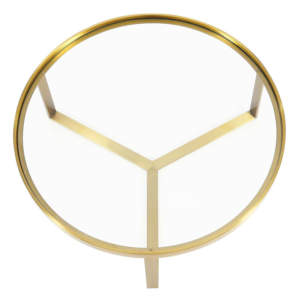Modway Relay Glass And Metal Accent Side Table, Gold, 35.5 X 35.5 X 13.5