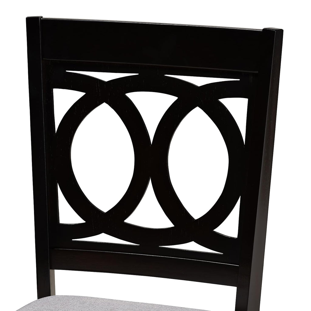 Baxton Studio Lenoir Contemporary Fabric Dining Chair, Grey and Espresso, 2/Set (162-2PC-10524HT)