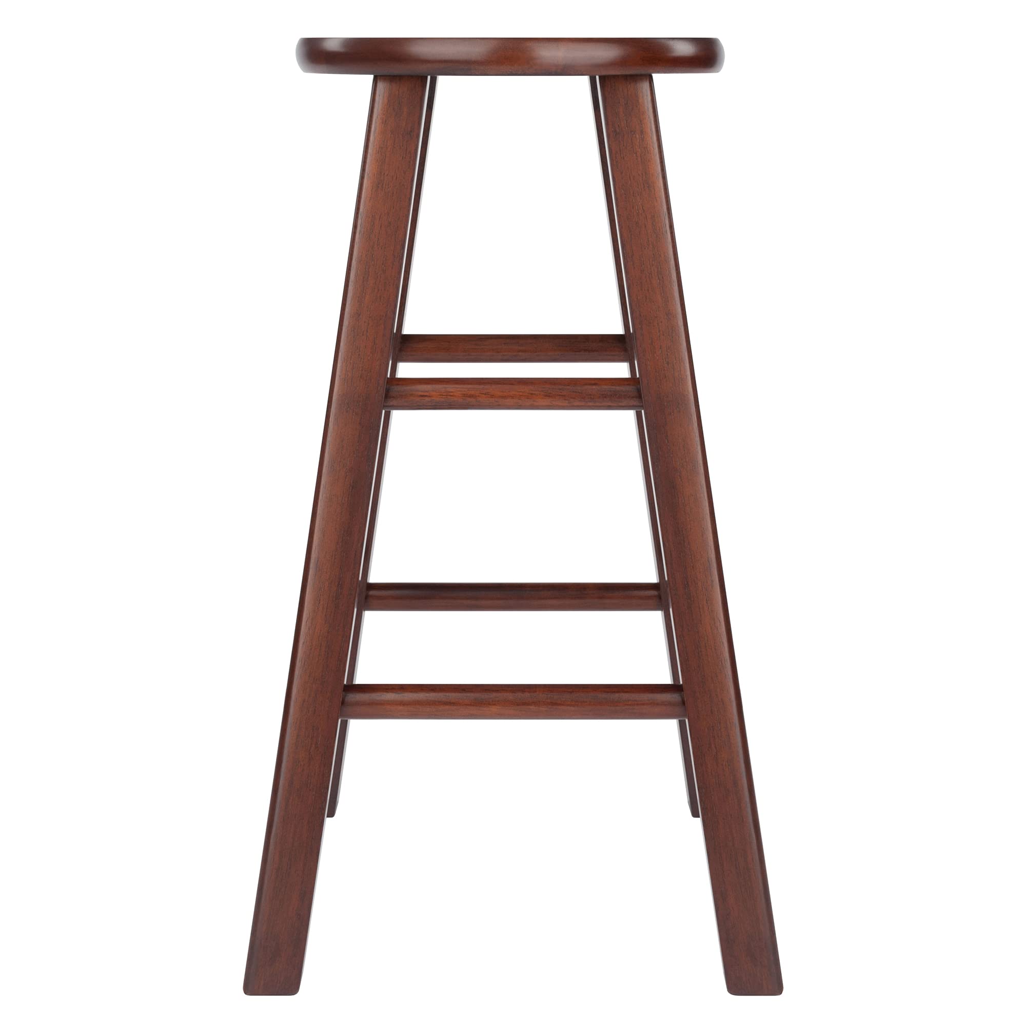 Winsome Element 2-Piece 24In Counter Stool Set, Walnut Finish, Solid Wood, Modern Design