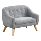 Lilola Home Amelia 28" W Gray Chenille Kids Sofa with Tufted Back and Wooden Legs