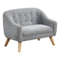 Lilola Home Amelia 28" W Gray Chenille Kids Sofa with Tufted Back and Wooden Legs