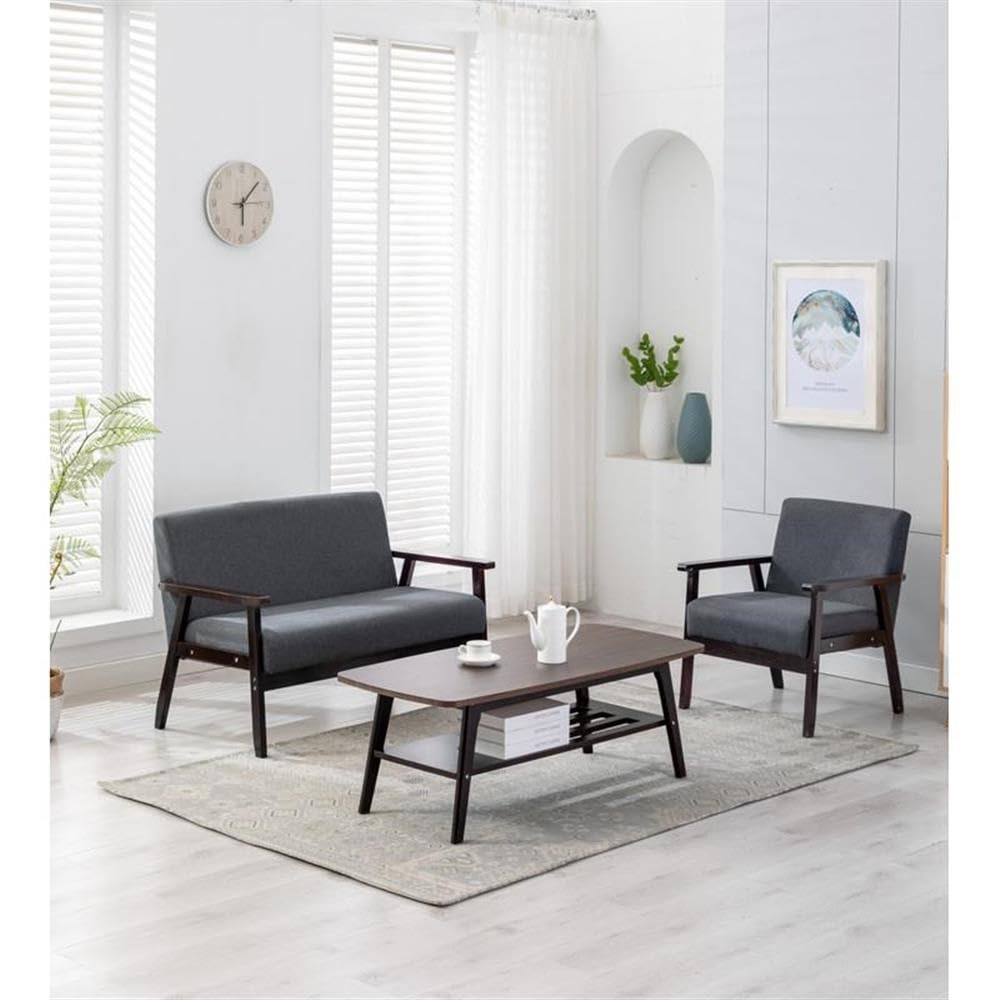 Lilola Home Bahamas Coffee Table Beige Loveseat Chair Set