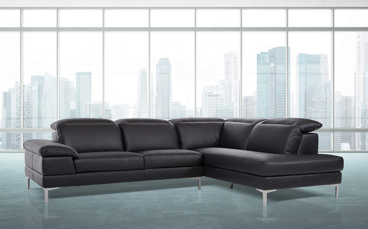 HomeRoots Modern Black Eco-Leather Sectional Sofa