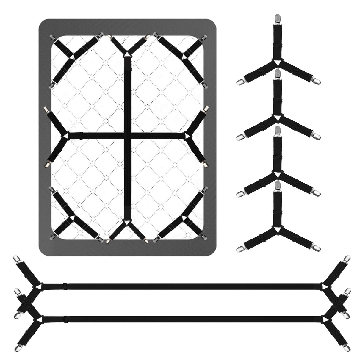 Luyena Bed Sheet Straps,6 Pcs Secure And Fitted Sheet Straps For Full Size Bed,Adjustable Sheet Clips For Perfectly Fitted Sheet