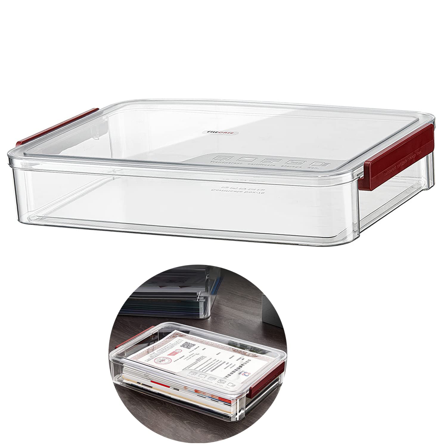 Peotriol Clear File Storage Box With Lids, A4 Storage Box For 8'X11' Paper, Plastic A4 Container, Stackable Magazine File A4 P