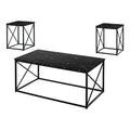 Monarch Specialties 7954P Table, 3pcs Set, Coffee, End, Side, Accent, Living Room, Metal, Laminate, Black Marble Look, Contemporary, Modern Set-3Pcs, 42.25' L x 22' W x 18.25' H