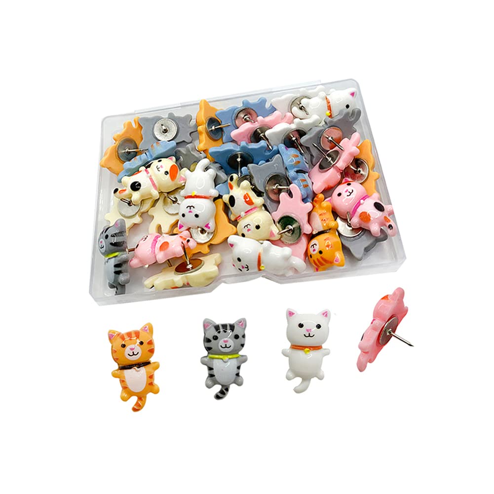 30 Pcs Cute Cat Creative Push Pin Cute Decorative Thumbtacks Photo Memo Note Drawing Multi-Functional Pushpin Home Office Teache