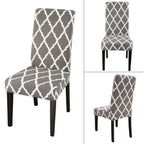 Jqinhome Dining Chair Covers Set Of 4, High Stretch Removable Washable Parsons Chair Slipcover For Home Party Hotel Wedding Ceremony (Grey White)