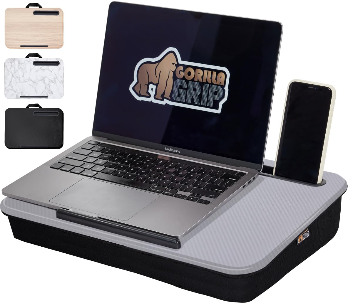 Gorilla Grip Laptop Lap Desk With Phone Holder, Pillow Cushion Desks Fit Laptops Up To 15.6', Tray Ledge Keep Computers In Plac