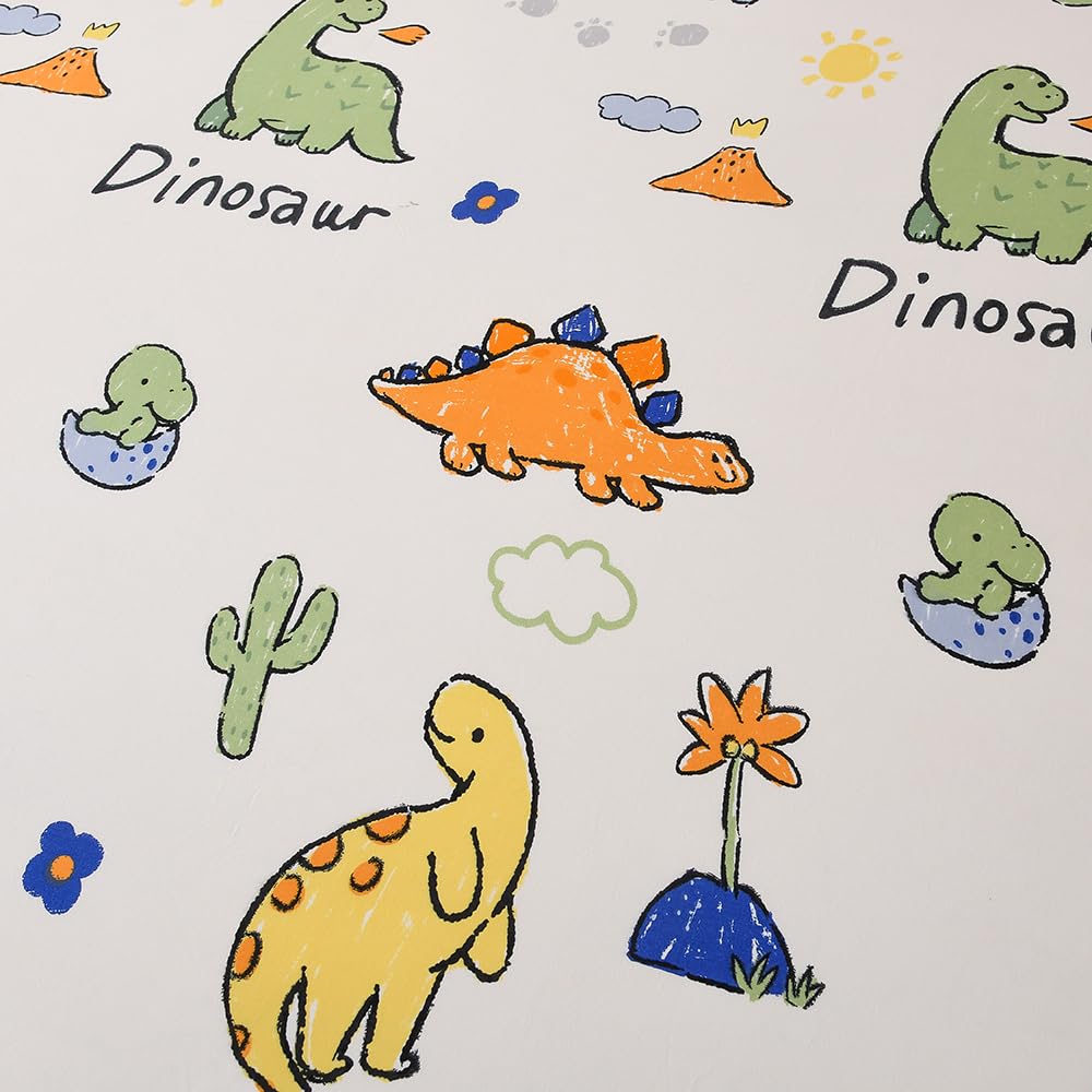 Naturety Bedding Fitted Sheet With Deep Pocket,Dinosuar Printed Thicken Fabric Bed Sheets (Colorful Dino, Twin)