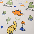 Naturety Bedding Fitted Sheet With Deep Pocket,Dinosuar Printed Thicken Fabric Bed Sheets (Colorful Dino, Twin)