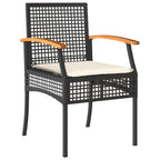 vidaXL Garden Dining Set 5 Pieces Black with Polyrattan Cushions