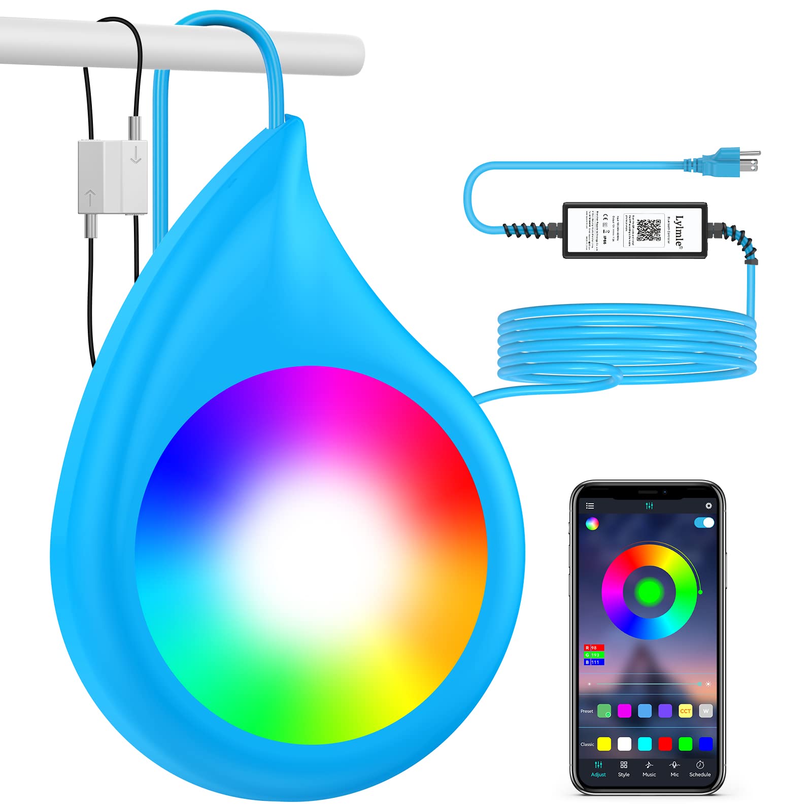 Lylmle Led Pool Lights With App Control, 10W Rgb Dimmable Underwater Submersible Lights With Magnets, Ip68 Waterproof Music Sync