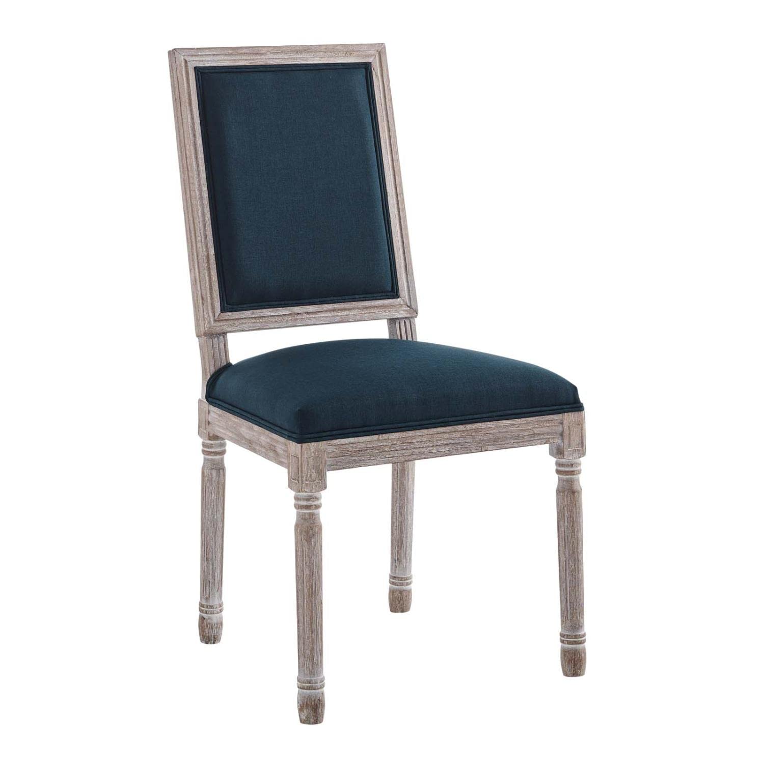 Modway Court French Vintage Upholstered Fabric Dining Chair in Natural Blue 22.5 x 19.5 x 38.5