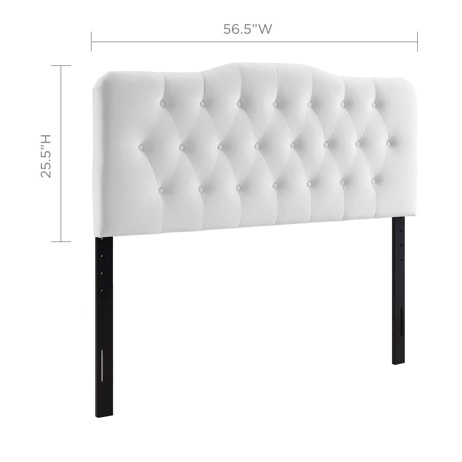 Modway Annabel White Velvet Full Headboard - Diamond Tufted Design for Stylish Bedroom Decor