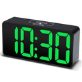 DreamSky Compact Digital Alarm Clock with USB Port for Charging, 0-100% Brightness Dimmer, Green Bold Digit Display, 12/24Hr, Sn