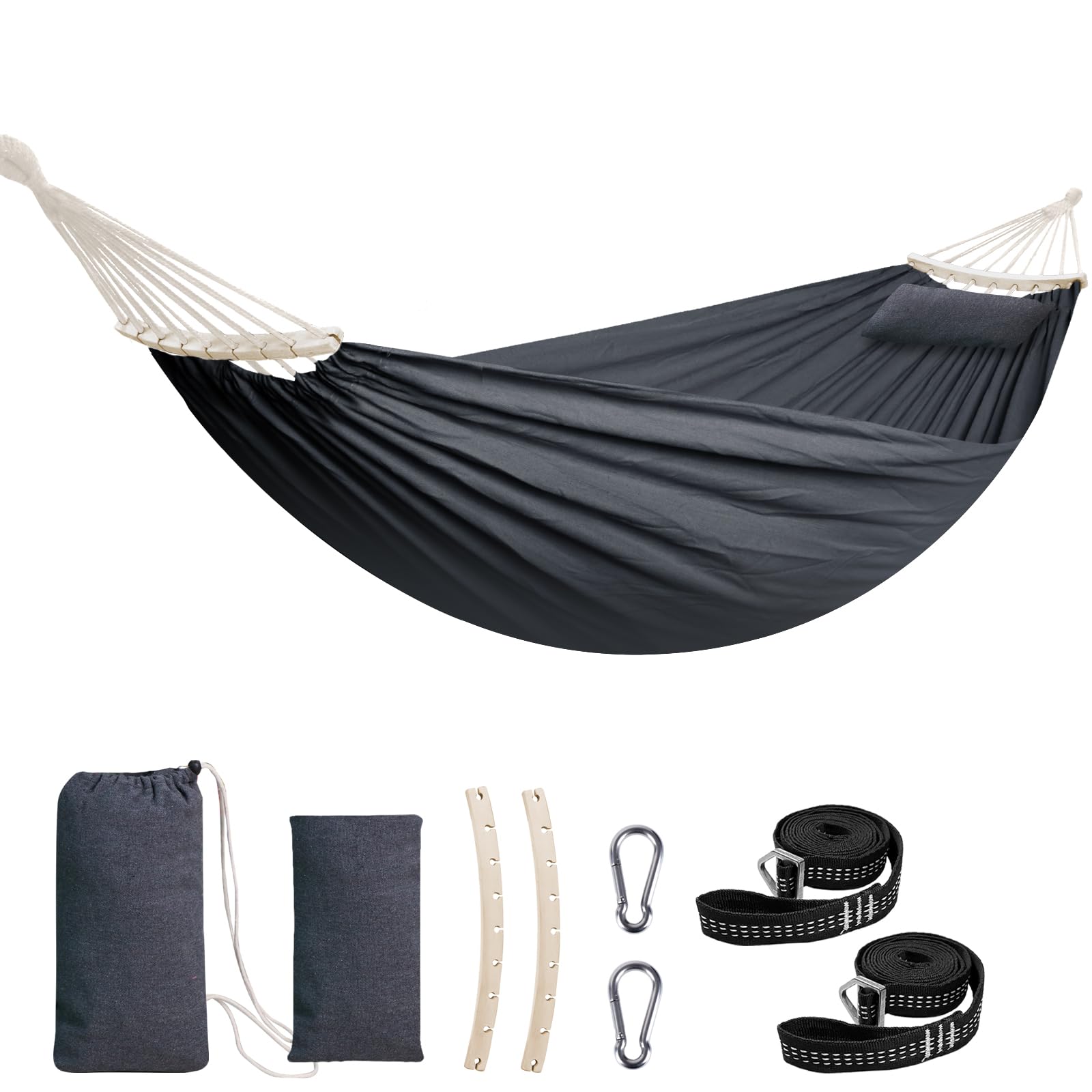 Chihee Cotton Hammock Large Soft Breathable Camping Hammock Holds Up To 660Lbs Portable Tree Hammock With Detachable Spreader Ba