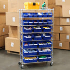 Seville Classics Commerical Grade Nsf-Certified Bin Rack Storage Steel Wire Shelving System - 24 Bins - Blue