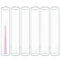 CYS EXCEL 6 PCS (H:16 D:3) Open Ended Glass Hurricane Candleholder Tube Shade | Multiple Size Choices Open Flame Candle Chimney 
