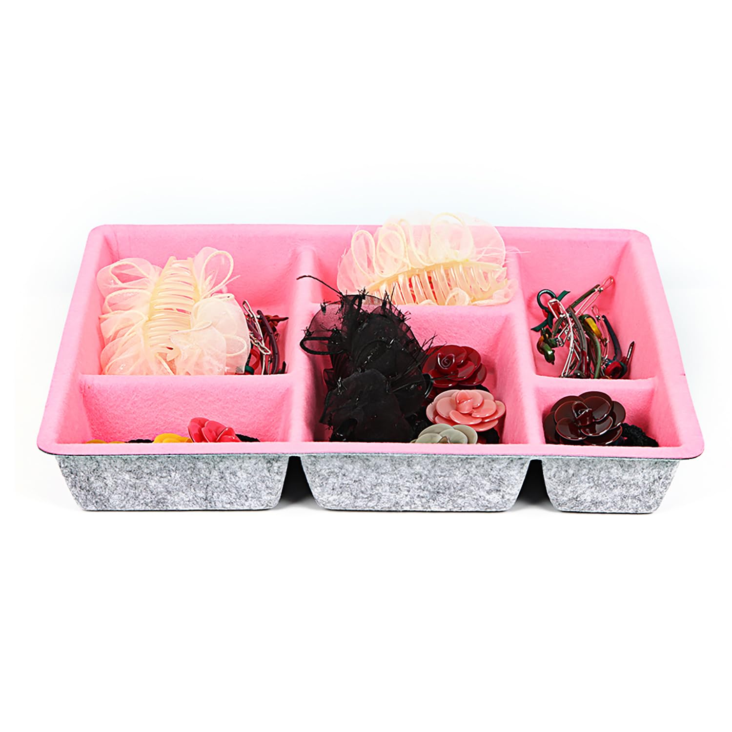 House Of Quirk Felt Drawer Organizer Tray 6 Compartment Tidy Desk Drawers, Office Supplies, Jewelry, Cosmetics, Small Personal I