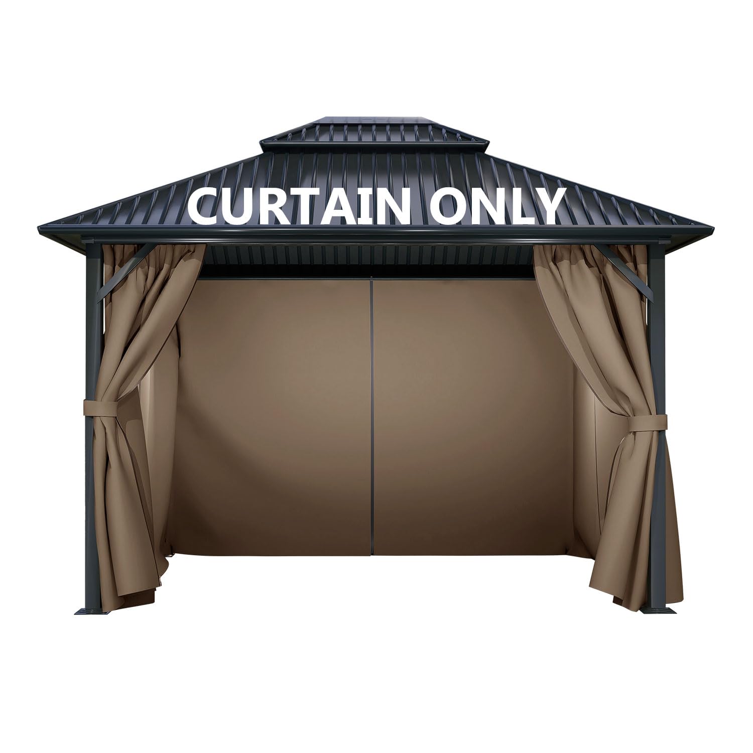 Cowvie Gazebo Curtain Replacement Universal 4-Panel Sidewalls 12' X 12', Patio Gazebo Privacy Curtains With Double Zipper, Repla