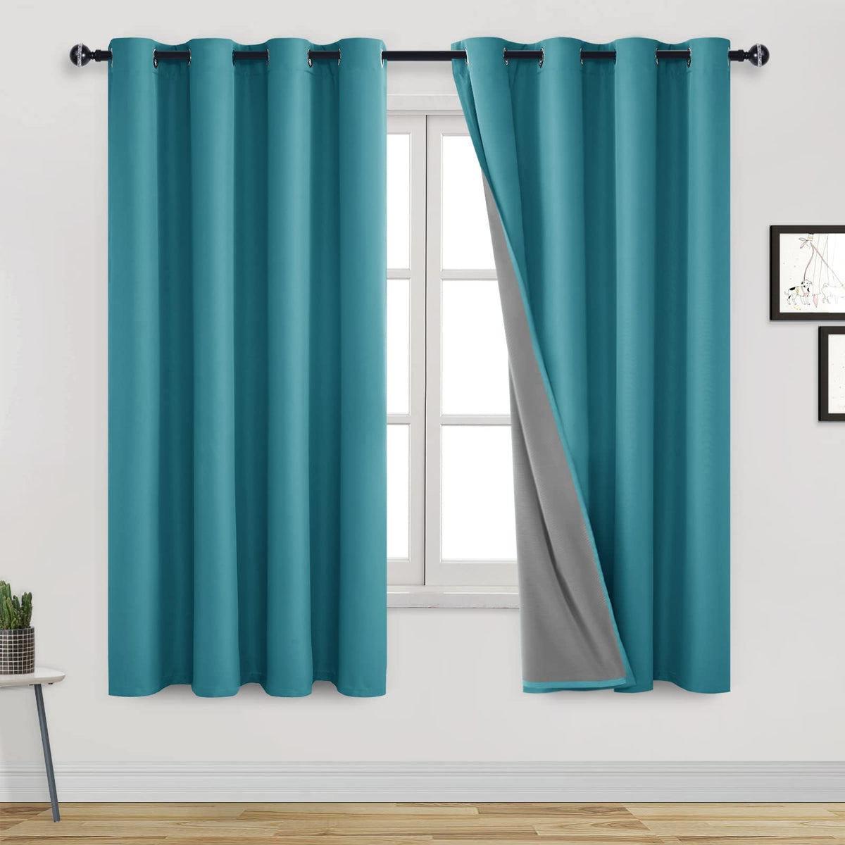 Dwcn 100% Blackout Curtain 63 Inches Length For Living Room Grommet Window Curtains Blackout Drapes Total Sun Light Heat Blockin