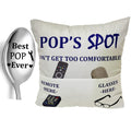 Pop Gifts Dad Grandpa Gifts, 2-Pocket 2-Sided Pop Pillow Covers 18X18 Inch And Pop Ever Engraved Spoon, Fathers Day Birthday Chr