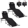 Fundango Outdoor Folding Chaise Lounge Chair For Beach, Sunbathing, Pool Adjustable 5-Position Portable Camping Reclining Lounge Chair Patio Chaise Lounge Chair With Pillow Side Table